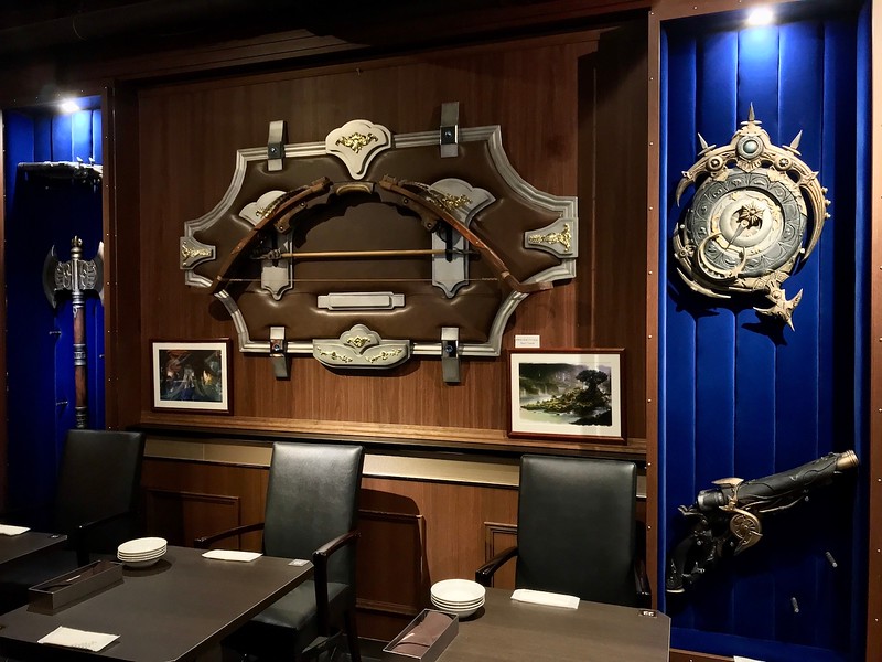 Recreated weapons on the wall.