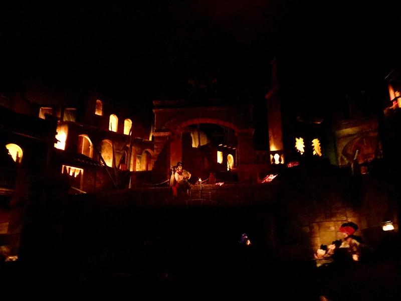 A scene from the Pirates of the Caribbean ride.