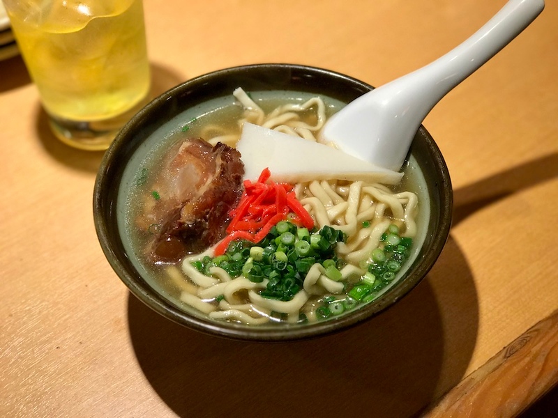 A bowl of soki soba - one of the variations on Okinawan soba on the menu.