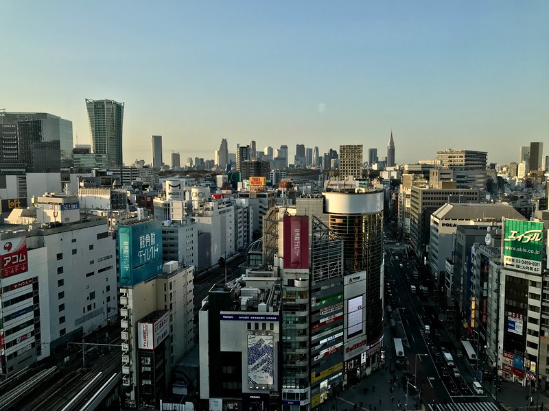 View of the Tokyo cityscape from the Shibuya Sky obervation deck on the Shibuya Scramble Square tower