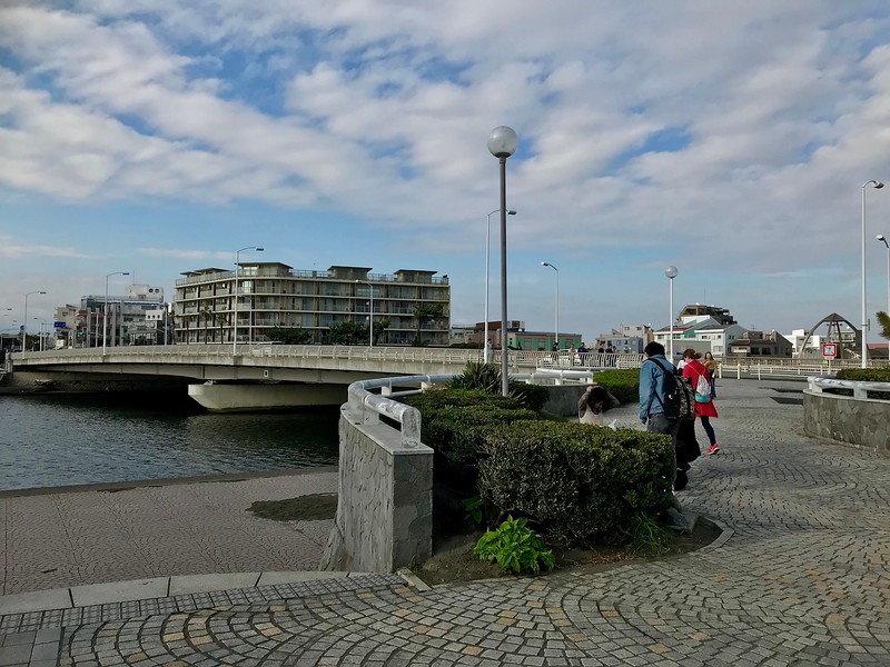 Crossing the bridge.