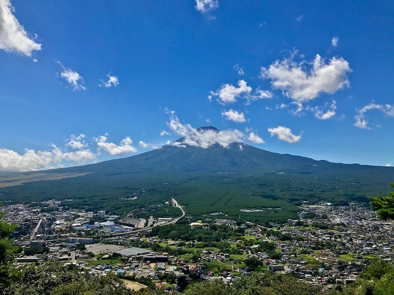 The view of Mt. Fuji from Tenjoyama Park.