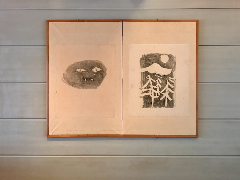 Two charming lino prints in the restaurant.