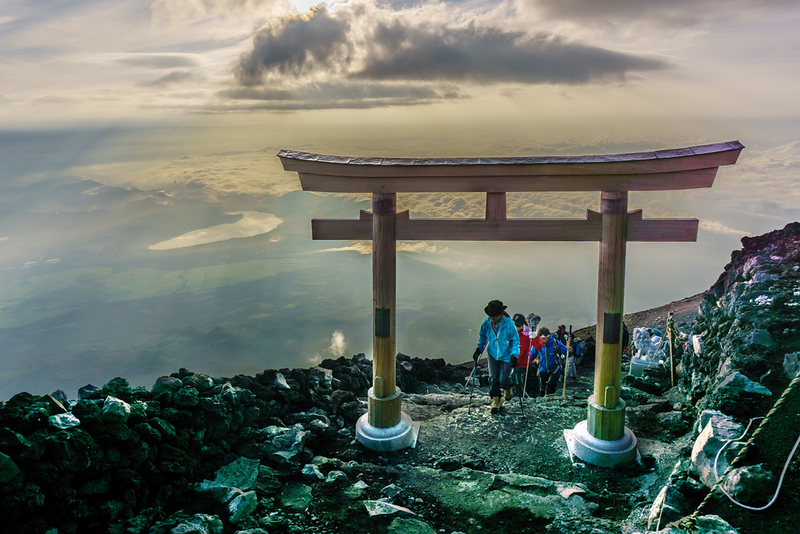Torii gate at the summit of Mt Fuji. Editorial credit: MADSOLAR / Shutterstock.com