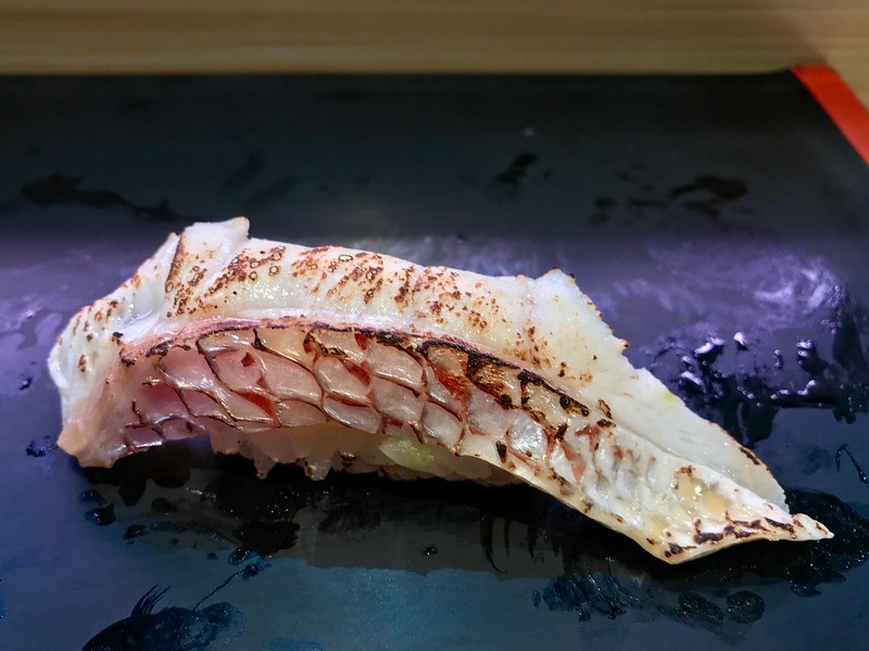 Blow-torched sea bream.