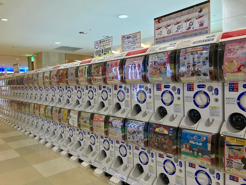 Gachapon machines stretching to infinity.