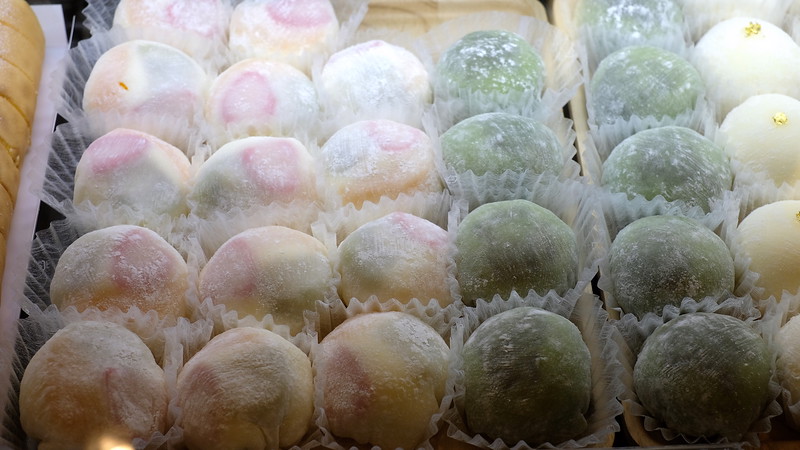 Fruits daifuku and matcha daifuku at Mon Cher.