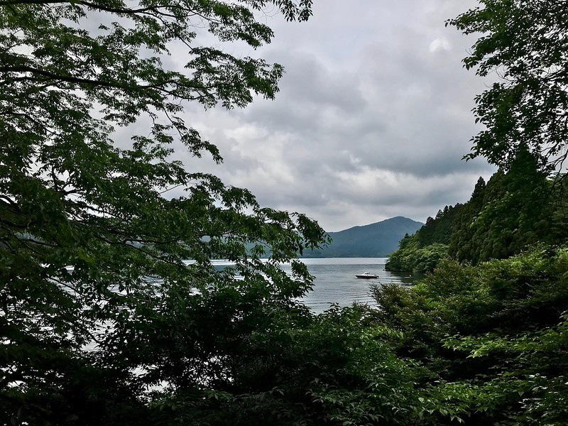 A view of the lake from Onshi Hakone Park.