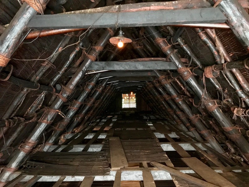 Climbing up to the fifth floor of the house.