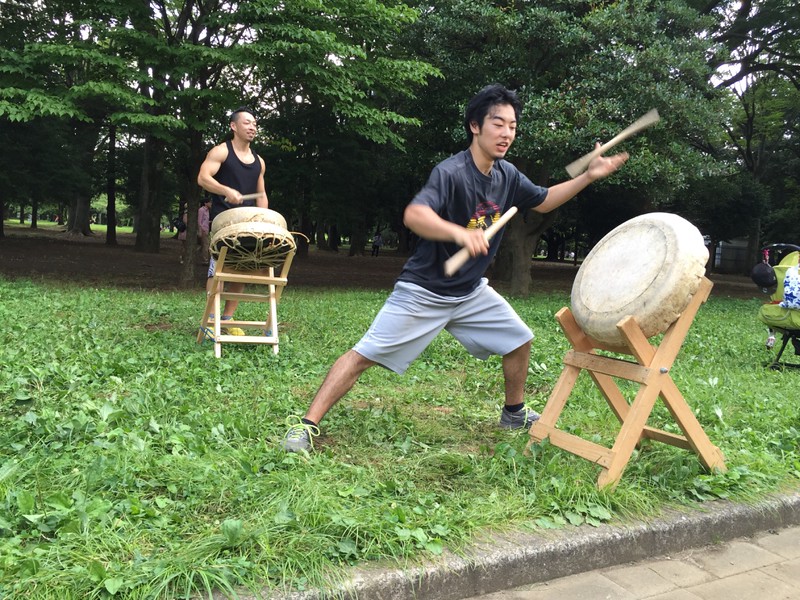 Drummers on the park side