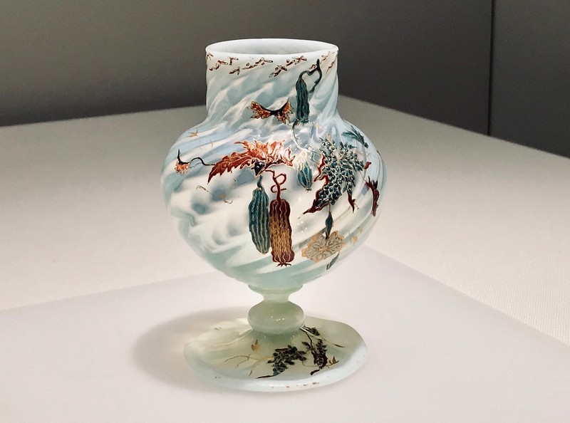 A glass vase with bitter gourd design by Emile Galle.