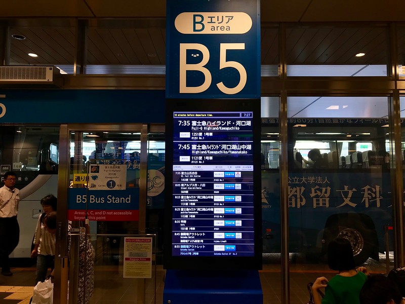 Bus stop B5 on the 4th floor of Shinjuku Bus Terminal.
