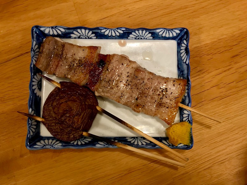 Pork belly and shiitake mushroom.