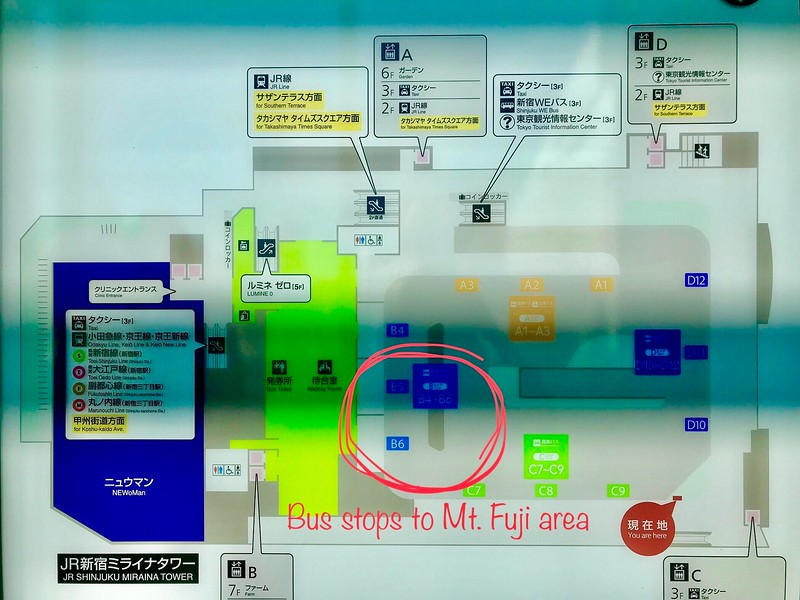 A map of the 4th floor bus stops.