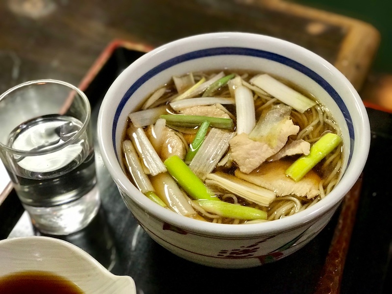 Kashiwa-nan soba - buckwheat noodles with chicken and negi (Japanese leeks) at Okinaan.