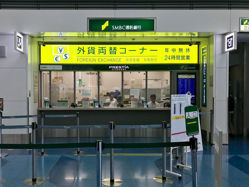 SMBC bank is one place to exchange some currency.