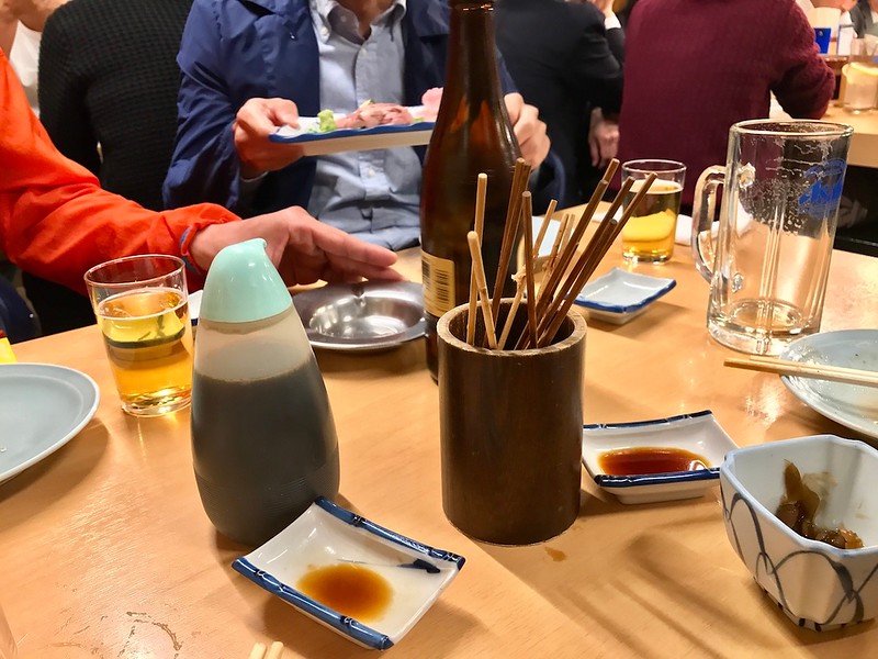 When you’re done with your skewers, stick them in the container at the table.