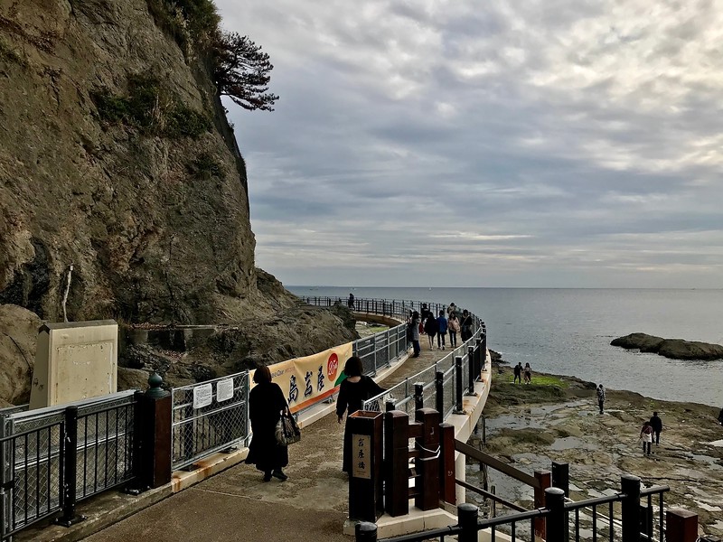 The bridge leading to the Iwaya Caves.