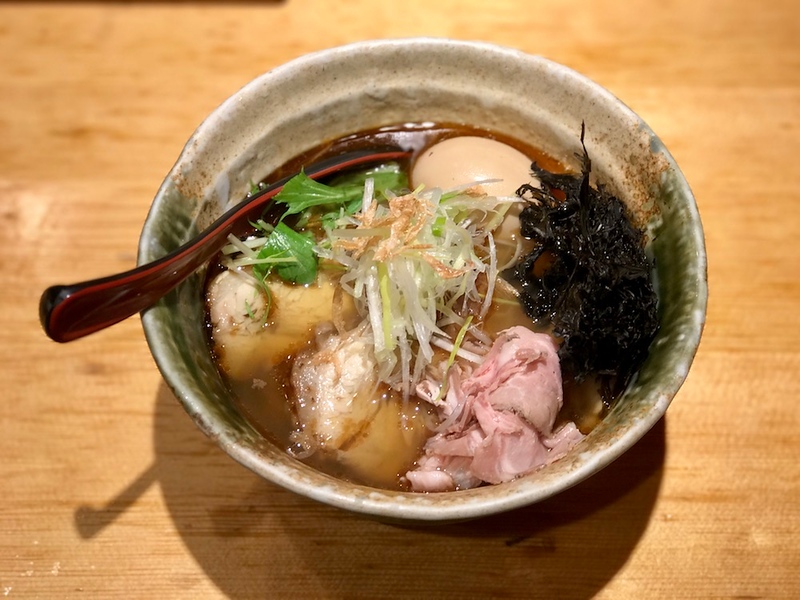 There are dried prawns on top, but you can ask for them to be removed.