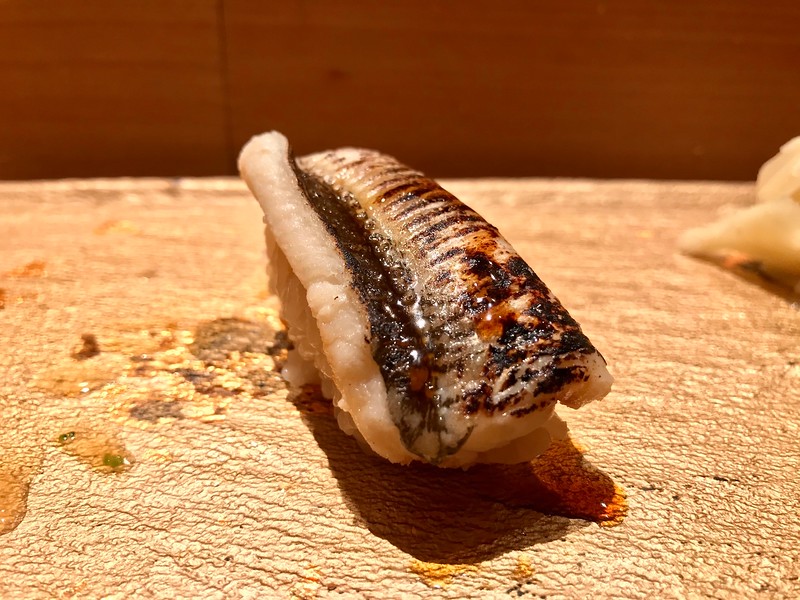 They use slightly different shari for different pieces - here, it was less markedly salty than those used for some of the raw fish. They use slightly different shari for different pieces - here, it was less markedly salty than those used for some of the raw fish.