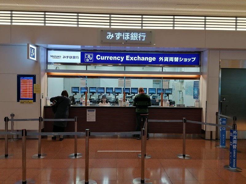 Currency exchange counter at Haneda