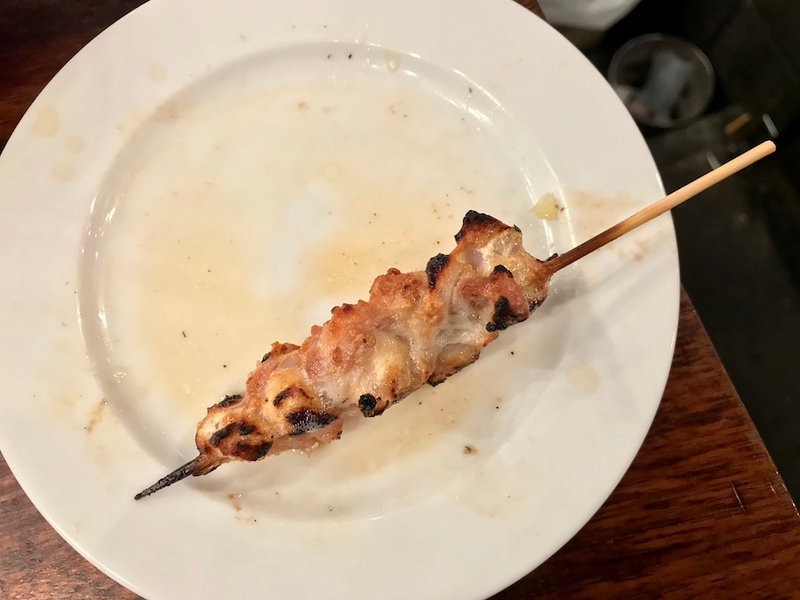 Chicken cartilage on a stick.