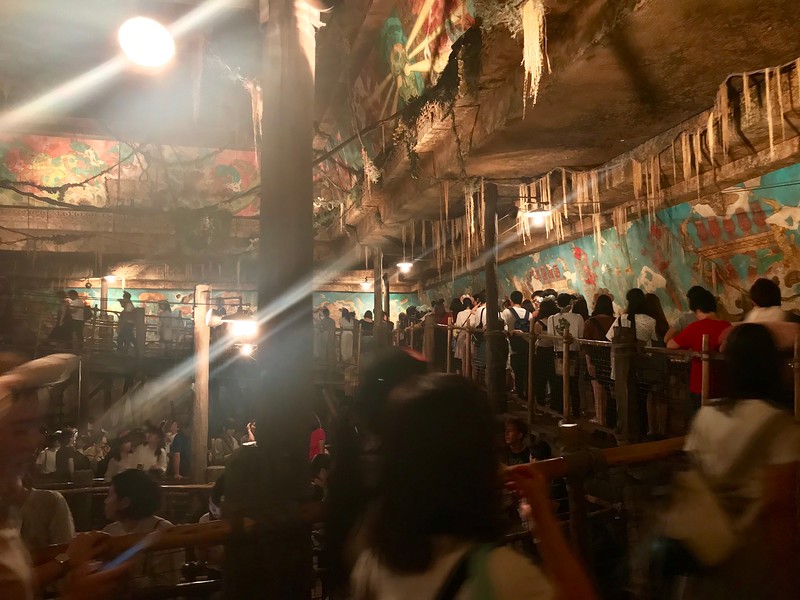 The queue in the ‘standby’ (i.e. non-FastPass) lane for the Indiana Jones Adventure ride.