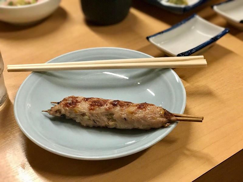 A simple tsukune skewer.