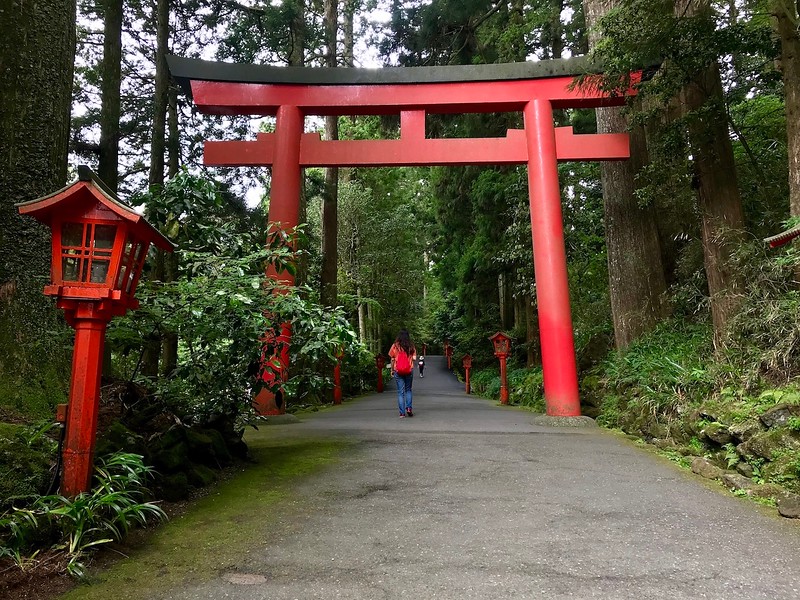 The entrance to Hakone Shrine.