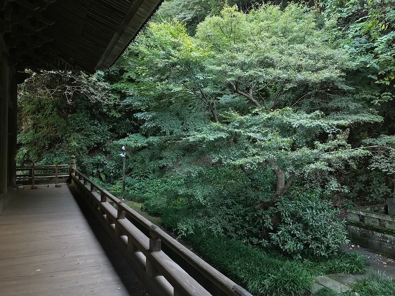 Along the verandah of the main building.