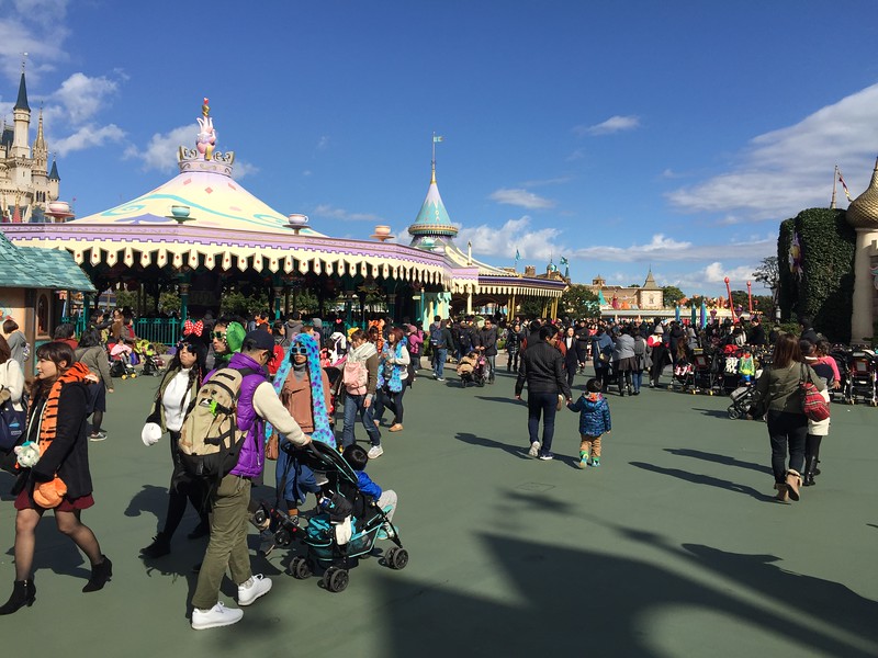 Moderate crowds in Fantasyland Moderate crowds in Fantasyland