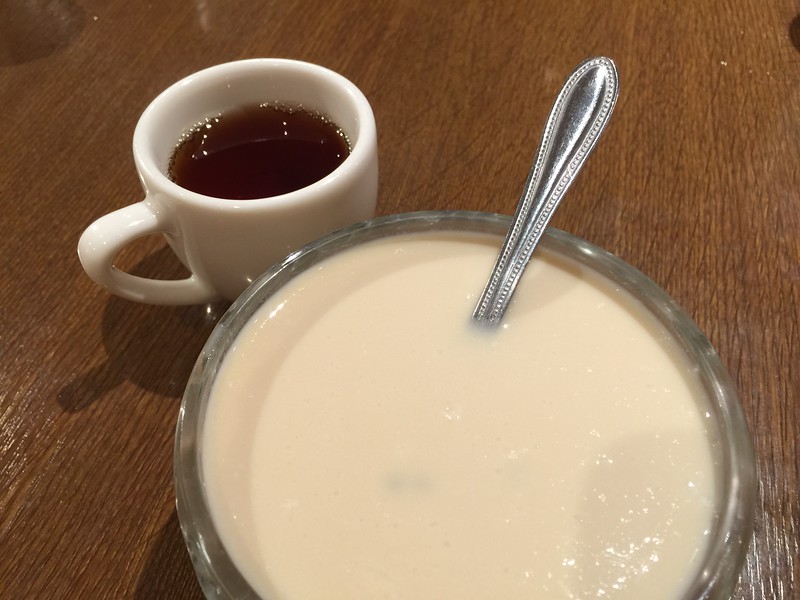 Tapioca pudding and coffee for dessert
