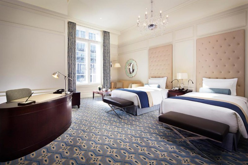 Grand twin room and impressive desk in a Tokyo Station Hotel guest room