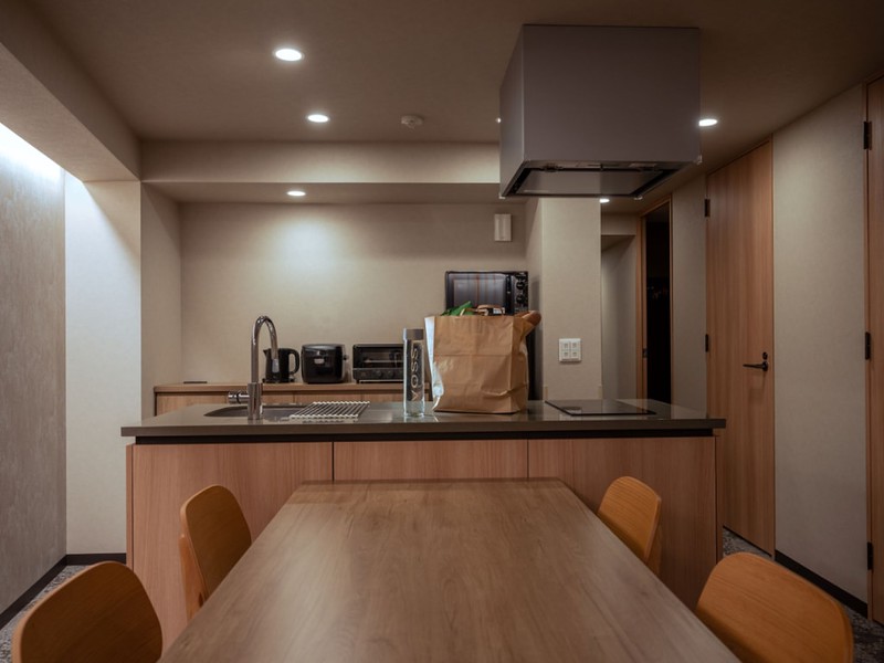 Two-bedroom suite kitchen and dining area