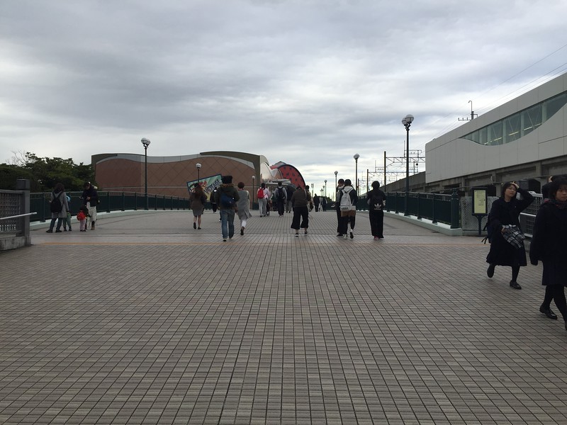 Up and over the pedestrian bridge Up and over the pedestrian bridge